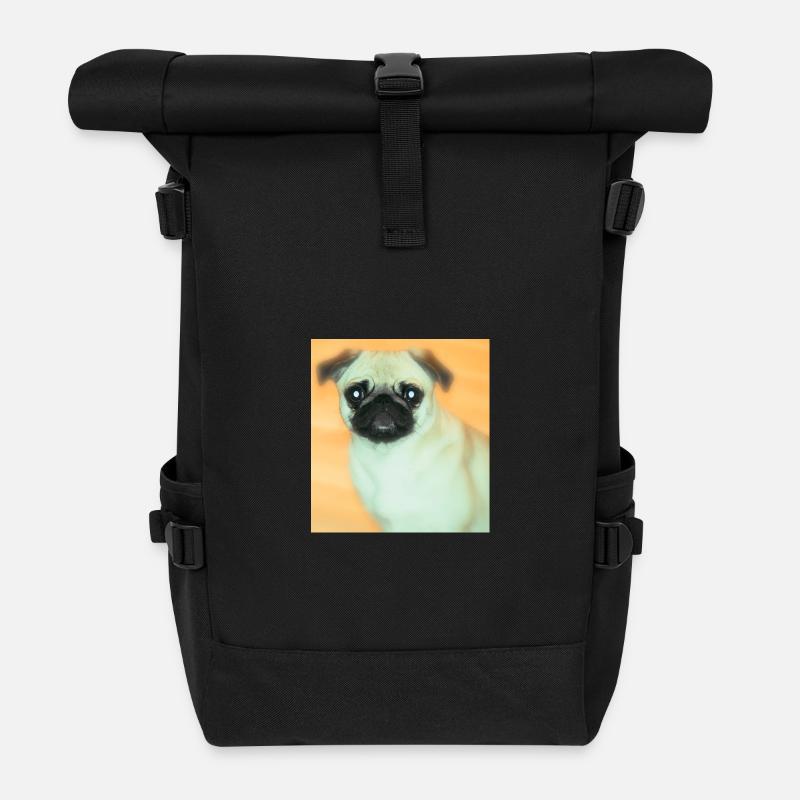 Niedlicher Mops mit Ausdrucksvollblick - Rolltop Rucksack - Schwarz