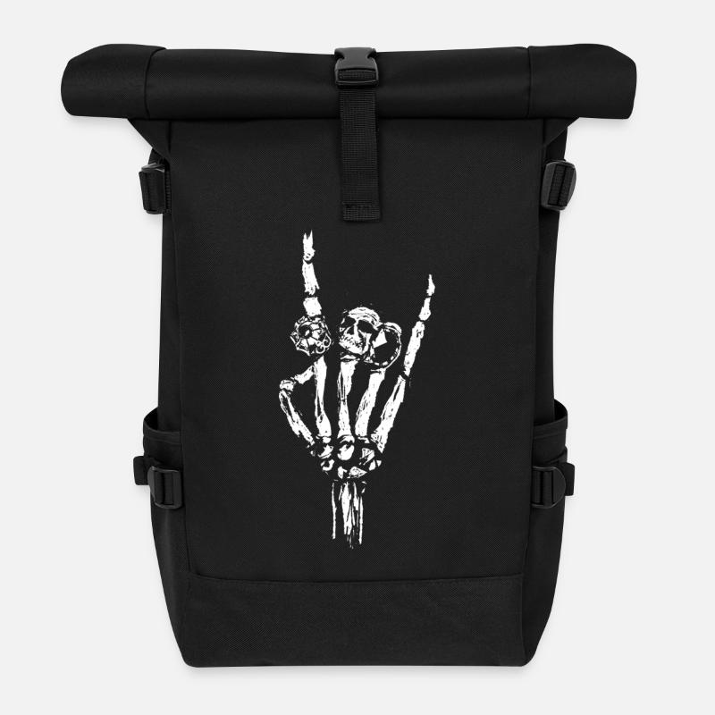 Knochen Hand mit Ringe - Rolltop Rucksack - Schwarz