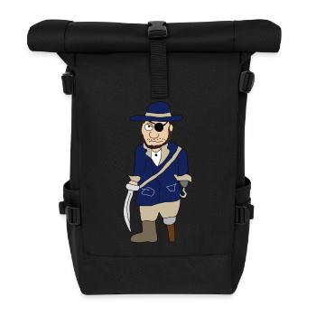 Piraten | Pirat | Holzbein Augenklappe Seeräuber - Rolltop Rucksack - Schwarz - Vorne