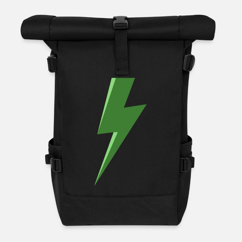 Eclair vert - Sac à dos roll top - noir