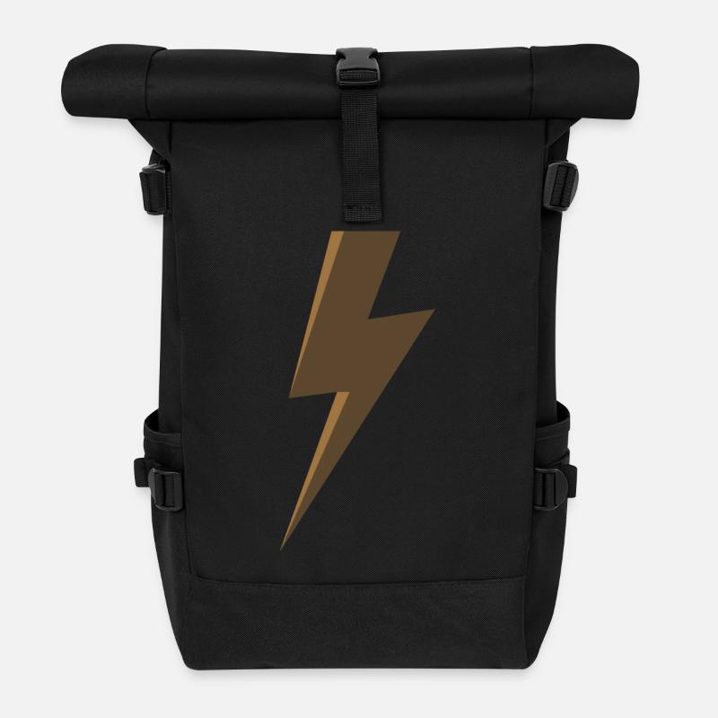 Maroon Lightning - Roll Top Backpack - black