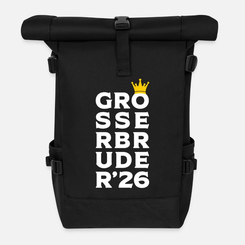 Großer Bruder 2026 Krone - Schwangerschaft Baby - Rolltop Rucksack - Schwarz