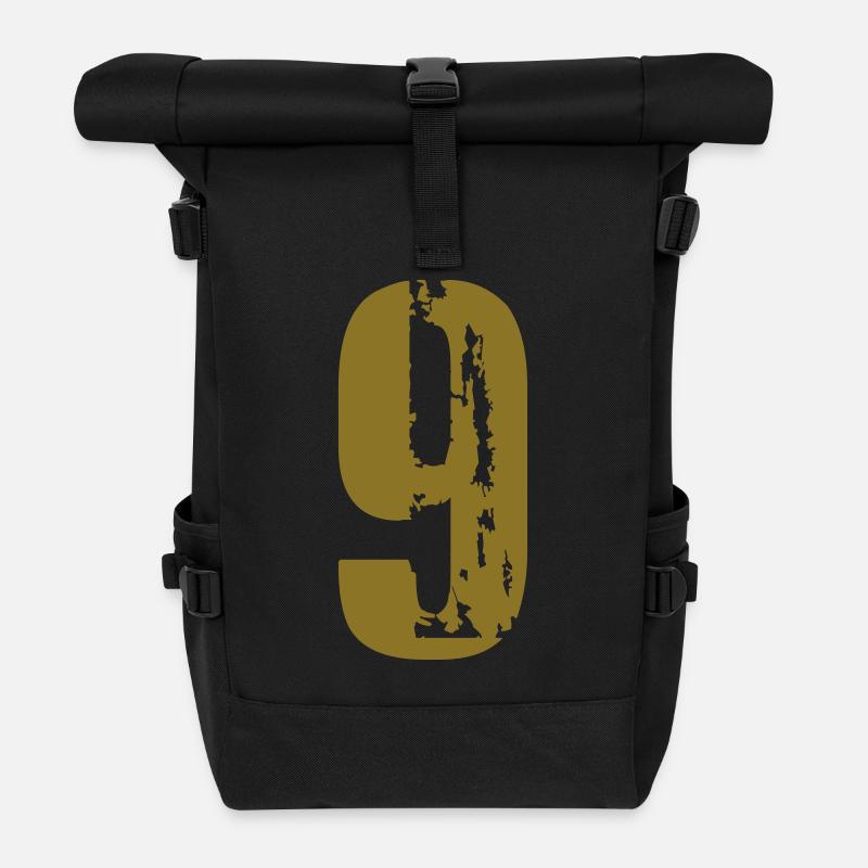 9 - Nummer - Rolltop Rucksack - Schwarz