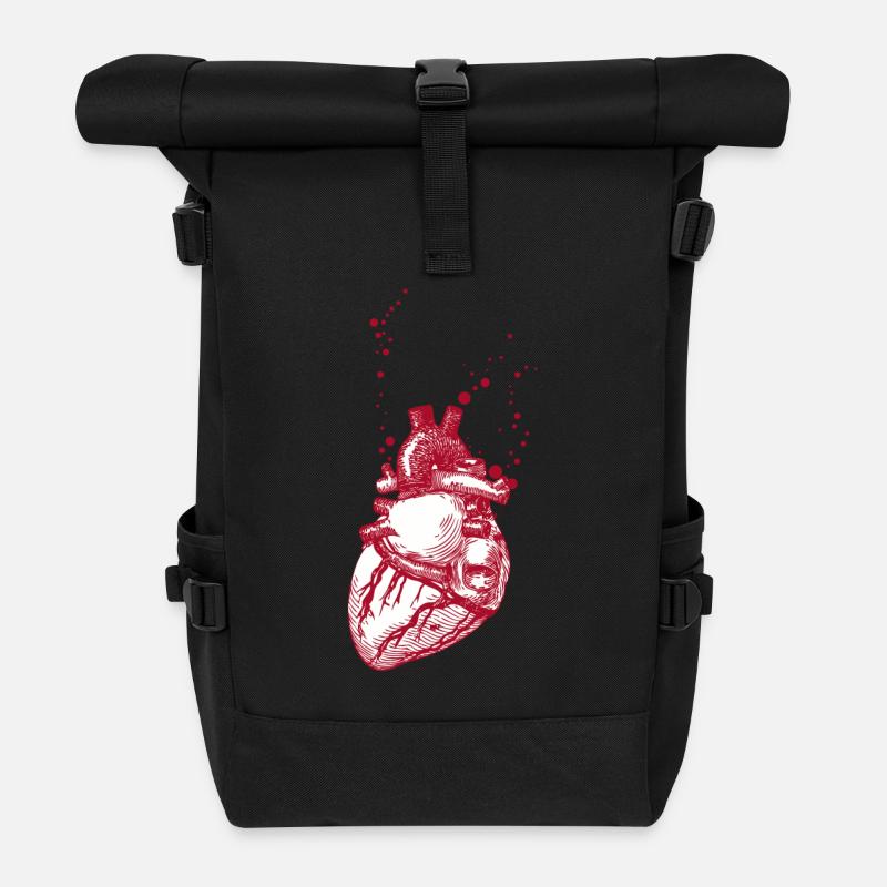 Echtes Herz - Rolltop Rucksack - Schwarz