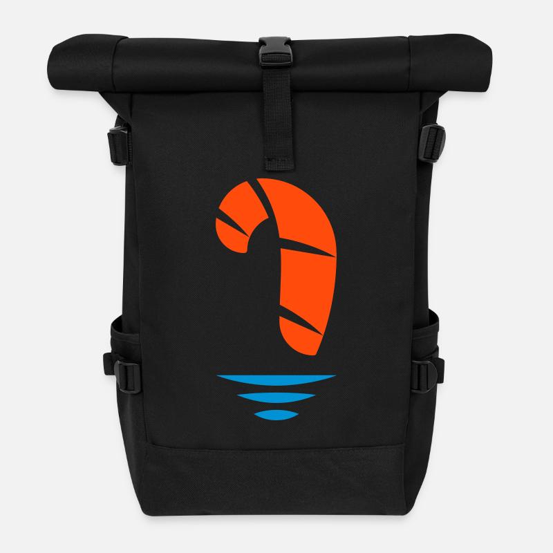 Kitesurfer Logo - Roll Top Backpack - black