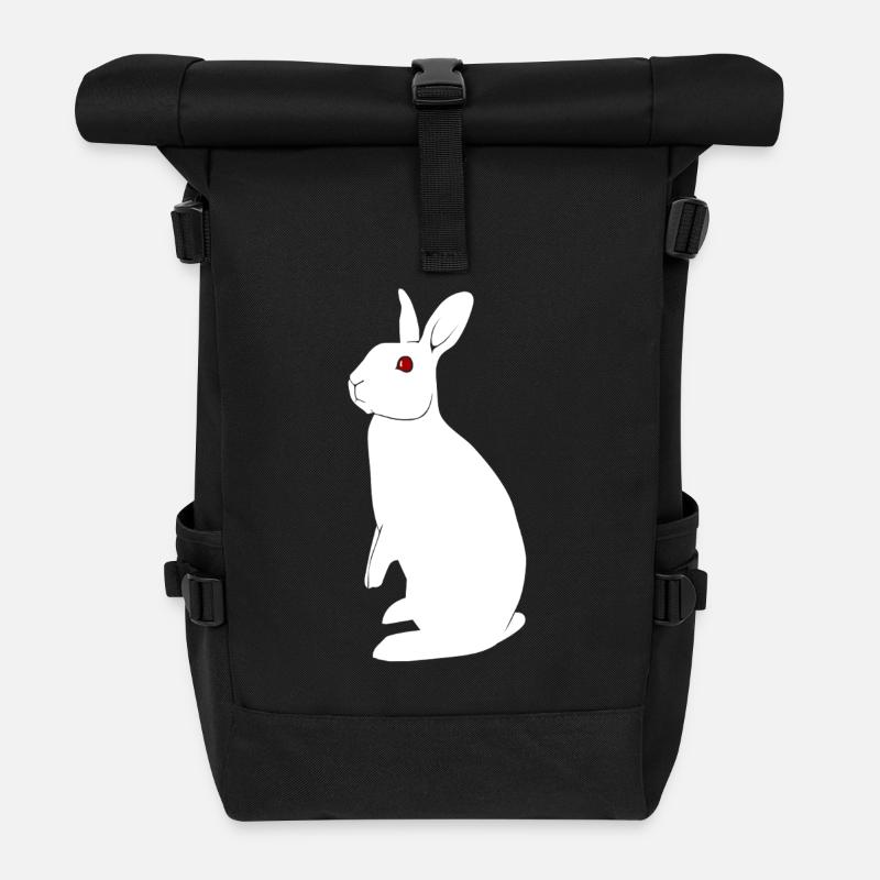 Albino Kaninchen - Rolltop Rucksack - Schwarz