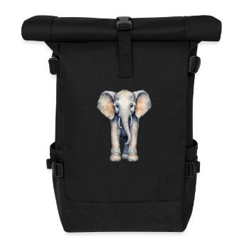 Elephant with Colorful Boots - Roll Top Backpack - black - Front