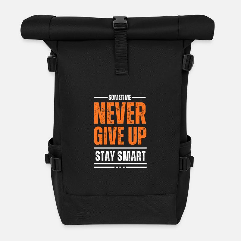 Gib niemals auf, bleib klug. - Rolltop Rucksack - Schwarz