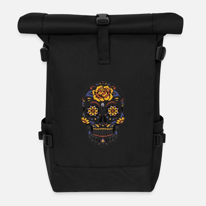 crâne mexicain - Sac à dos roll top - noir