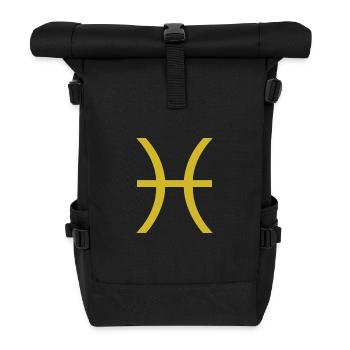 Sternzeichen Fische, exklusives T-Shirt Design - Rolltop Rucksack - Schwarz - Vorne