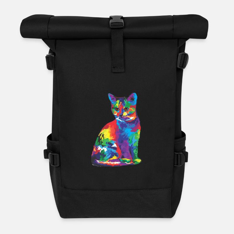 Katze - Rolltop Rucksack - Schwarz