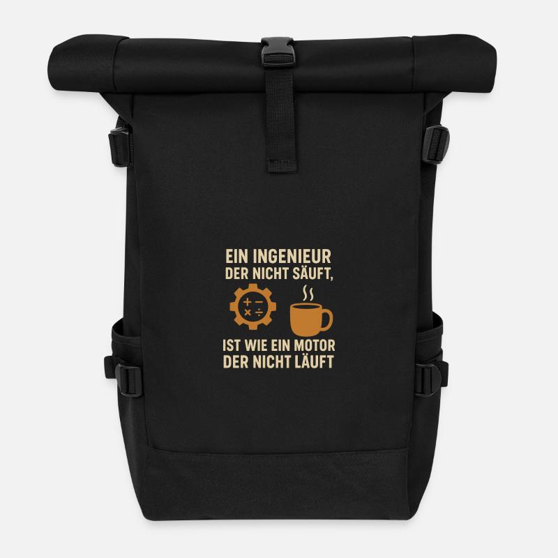 Ingenieur Kaffee Motor - Rolltop Rucksack - Schwarz