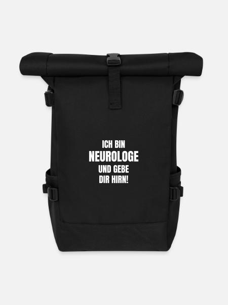 Ich bin Neurologe und gebe dir Hirn! - Rolltop Rucksack - Schwarz