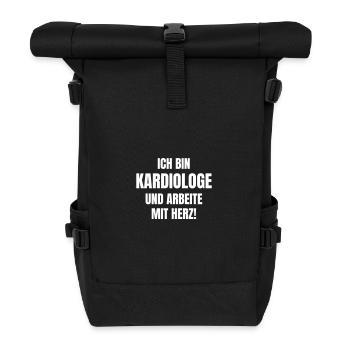 Ich bin Kardiologe und arbeite mit Herz! - Rolltop Rucksack - Schwarz - Vorne