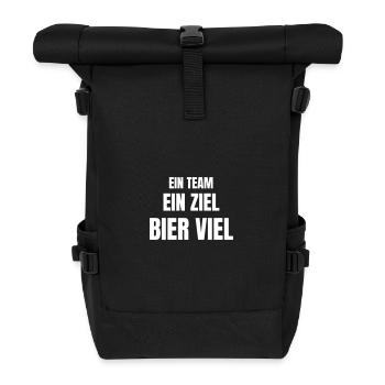 Ein Team, ein Ziel, Bier viel. - Rolltop Rucksack - Schwarz - Vorne