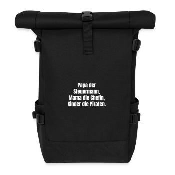 Papa, le timonier, maman, le patron, les enfants, les pirates - Sac à dos roll top - noir - Devant