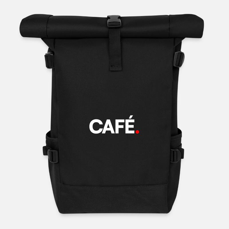 CAFÉ | Humour bureau minimaliste - Sac à dos roll top - noir
