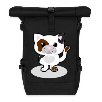 Cute cat - Roll Top Backpack - black - Front