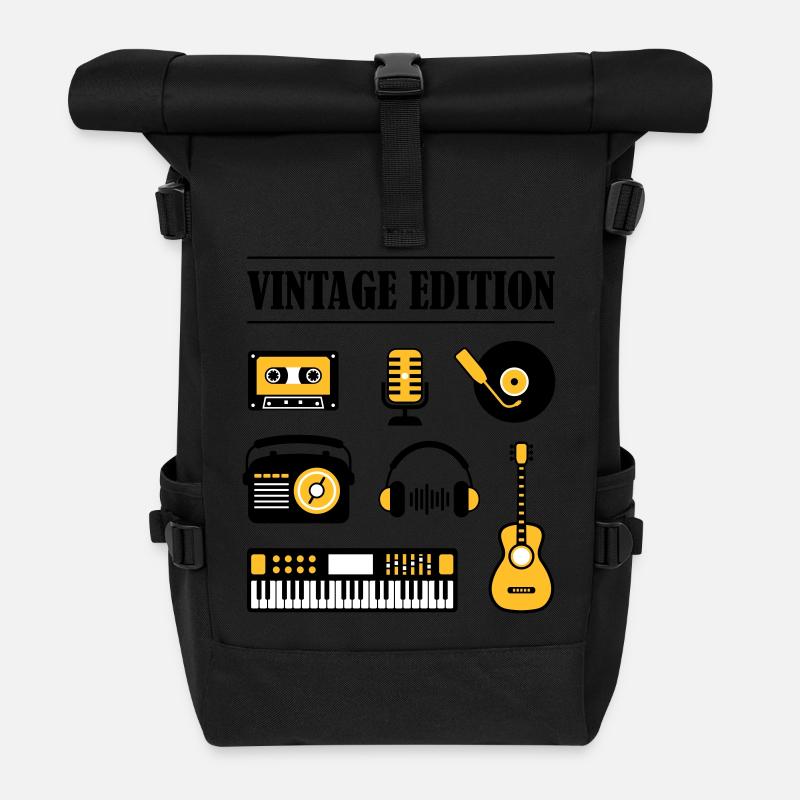 Vintage Edition Musik - Rolltop Rucksack - Schwarz