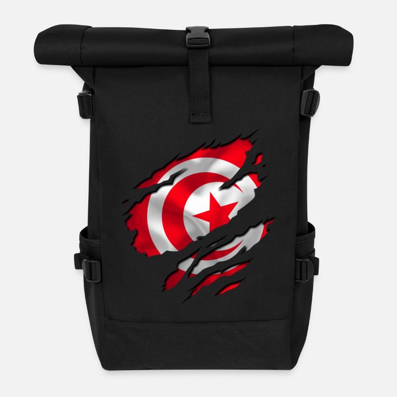 africa flag tunisia tunisie - Roll Top Backpack - black
