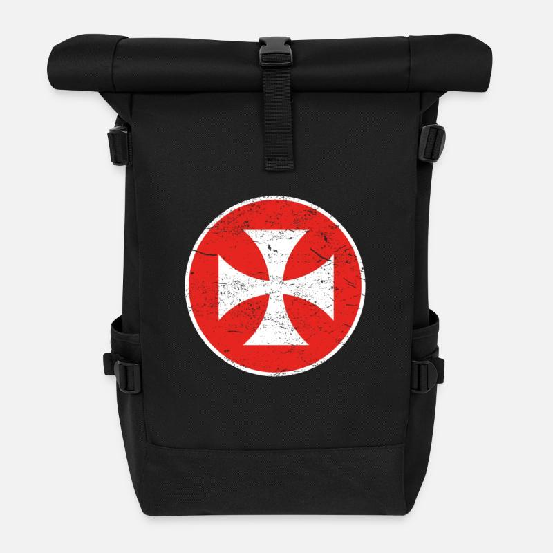Geschenk iron cross biker rocker eisernes kreuz bi - Rolltop Rucksack - Schwarz