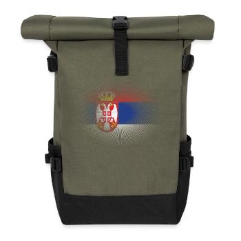 Heimatliebe heimat sonne schein flagge stolz Serbi - Rolltop Rucksack - Olive/Schwarz - Vorne