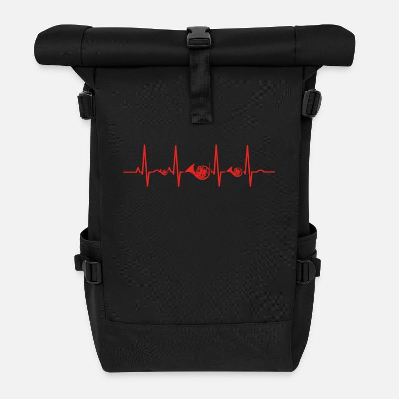 Herzschlag herz ekg evolution human horn waldhorn - Rolltop Rucksack - Schwarz