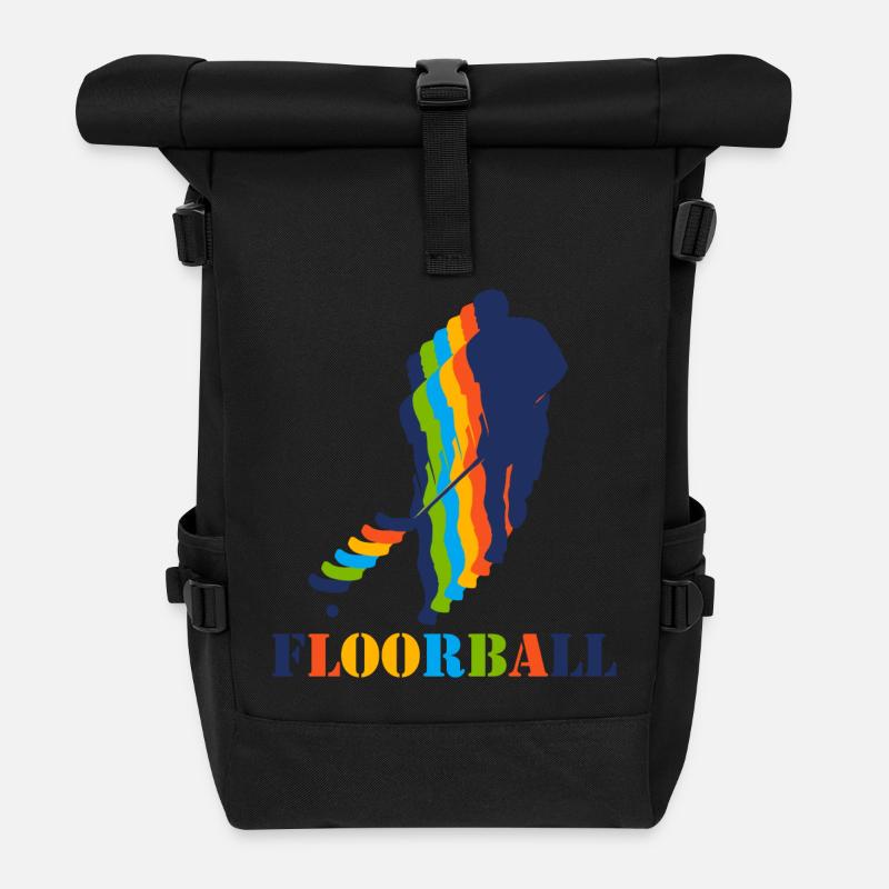 Floorball Unihockey Geschenk - Rolltop Rucksack - Schwarz