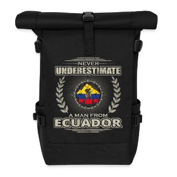 Never Underestimate Man ECUADOR png - Roll Top Backpack - black - Front