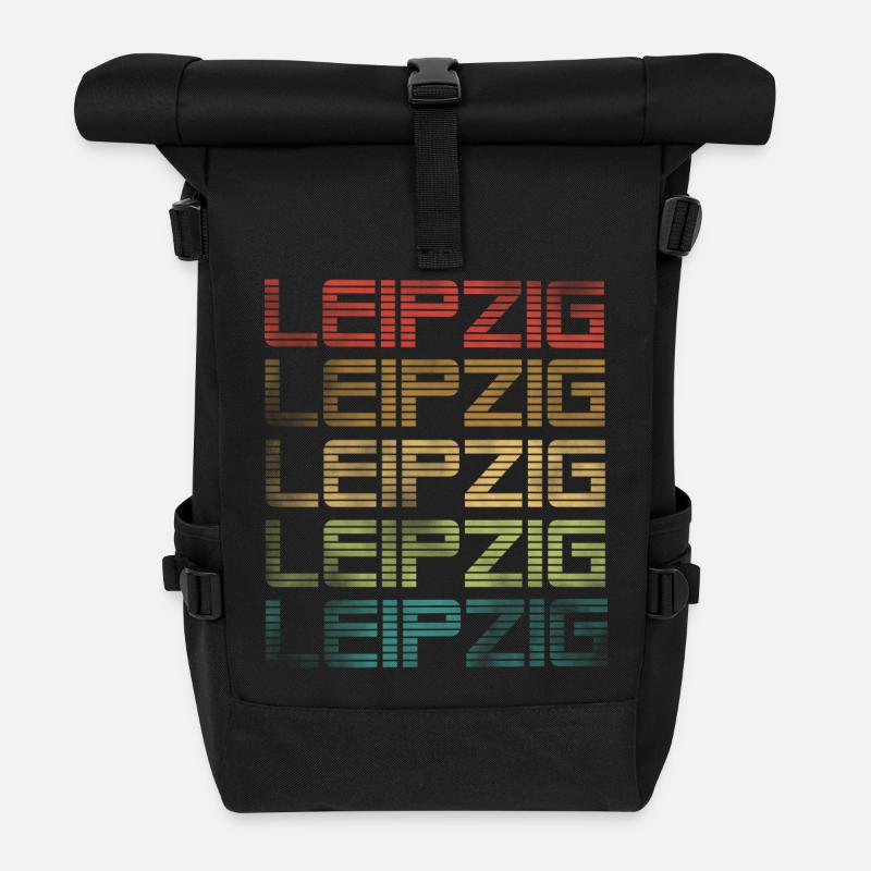 Leipzig - Used Look - Rolltop Rucksack - Schwarz