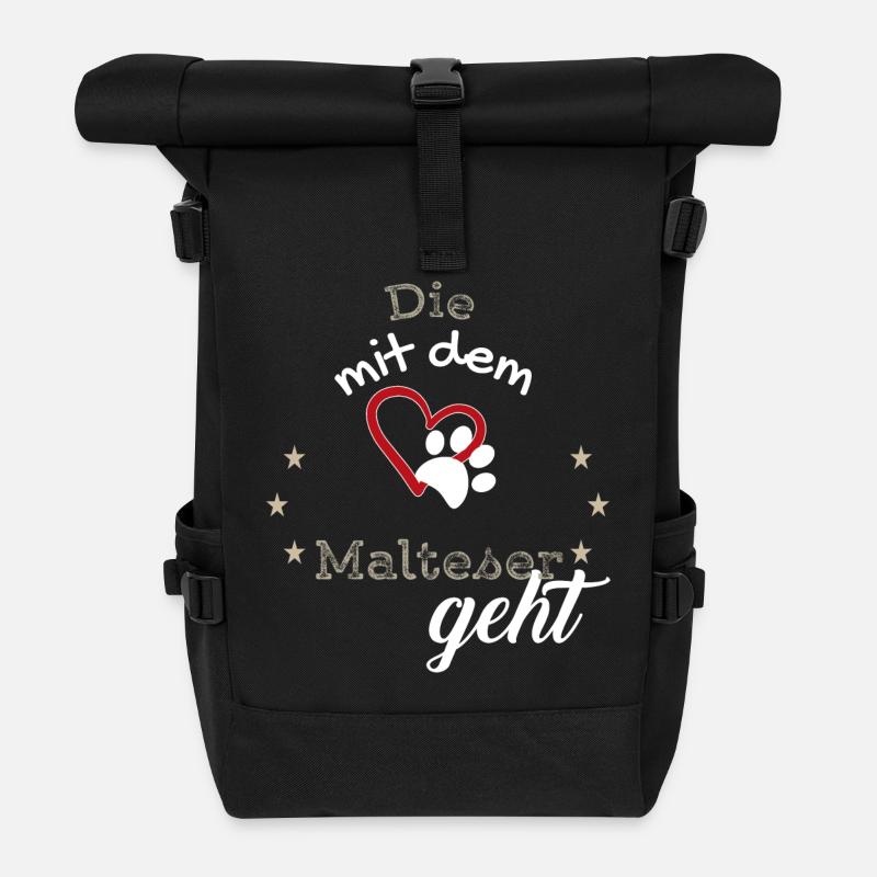 Die mit dem Malteser geht Hund Geschenk - Rolltop Rucksack - Schwarz