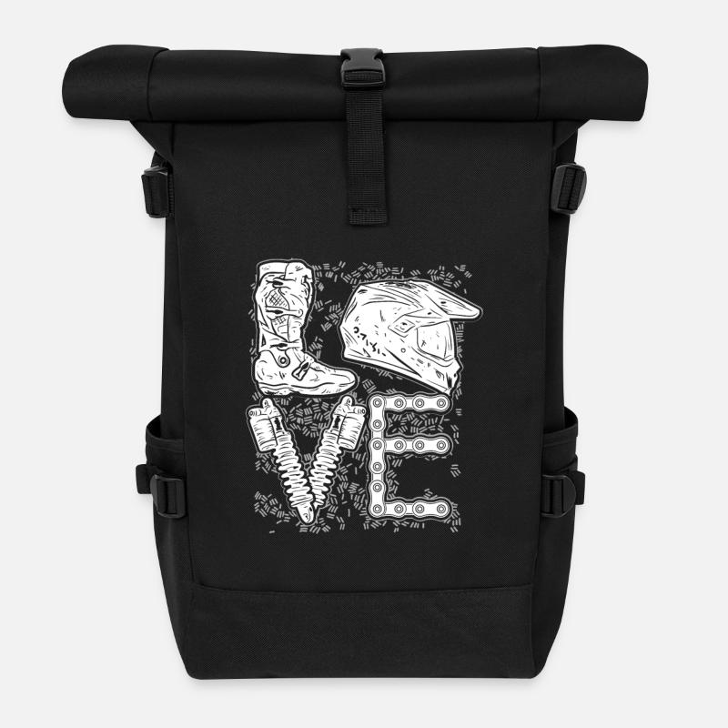 MOTORCYCLE | LOVE MOTOCROSS RACE DRIVER GIFT - Roll Top Backpack - black