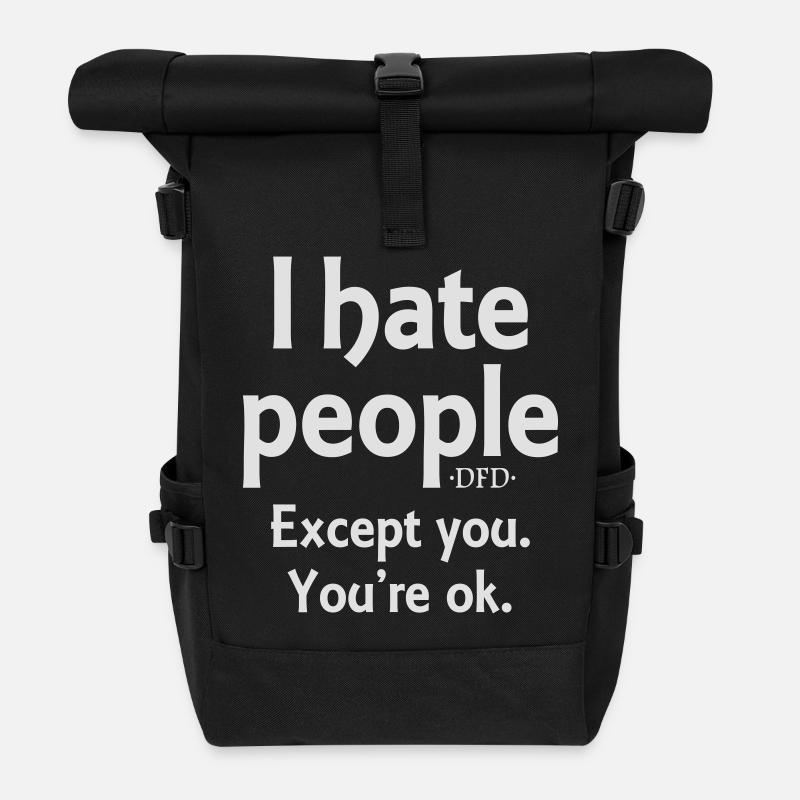 You're Ok - Roll Top Backpack - black