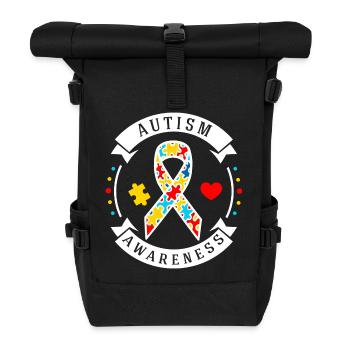 Autismus Autist ADHS Autism Awareness Geschenk - Rolltop Rucksack - Schwarz - Vorne