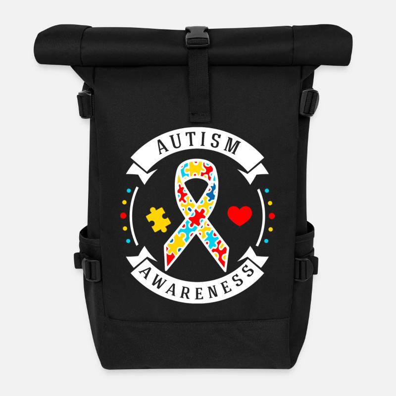 Autismus Autist ADHS Autism Awareness Geschenk - Rolltop Rucksack - Schwarz