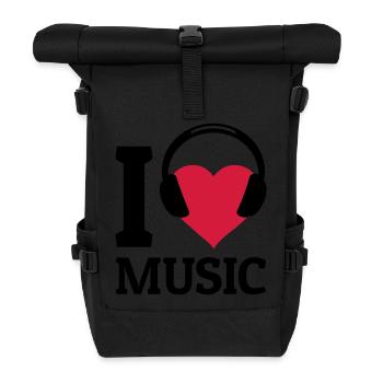 I love Music - Rolltop Rucksack - Schwarz - Vorne