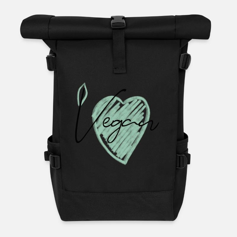 Vegan - Rolltop Rucksack - Schwarz