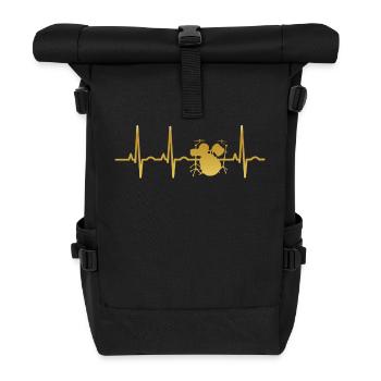 evolution ekg heartbeat DRUMMER SCHLAGZEUG drums - Rolltop Rucksack - Schwarz - Vorne