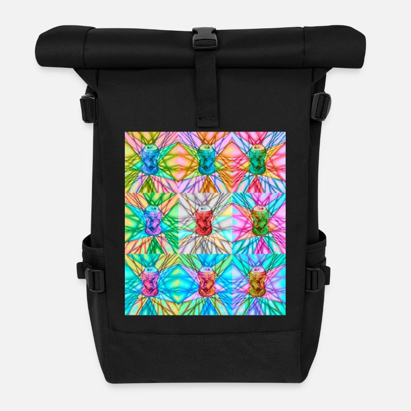 Lebendige Dose und abstraktes Lichtmuster - Rolltop Rucksack - Schwarz