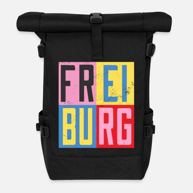 Freiburg Städte Design - Rolltop Rucksack - Schwarz