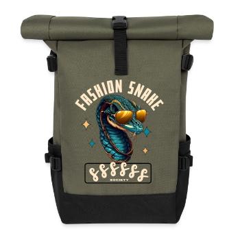 Serpent Glam Couture - Roll Top Backpack - olive/black - Front