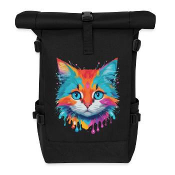 Cute Cat - Roll Top Backpack - black - Front