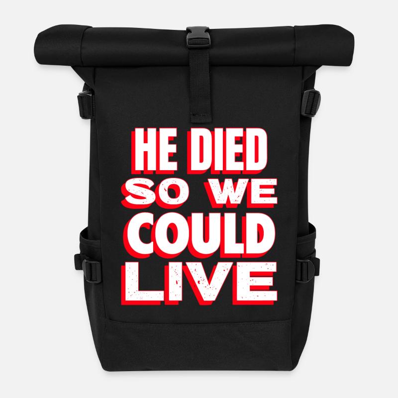 Humorous quote about life and death - Roll Top Backpack - black