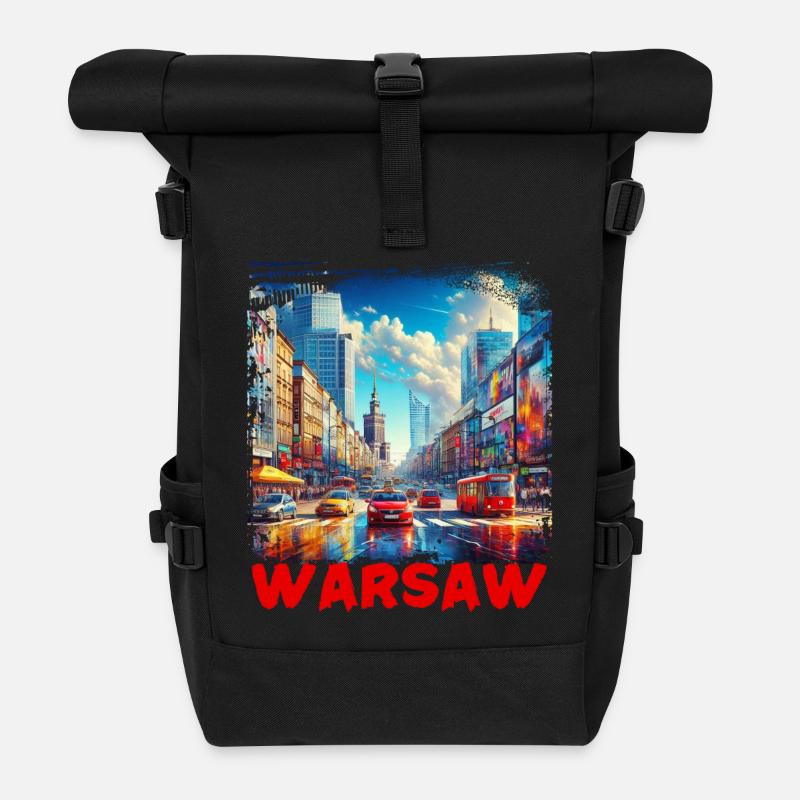 Warschau - Rolltop Rucksack - Schwarz