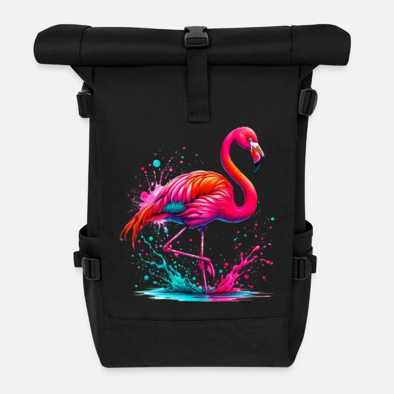 Flamingo - Rolltop Rucksack - Schwarz