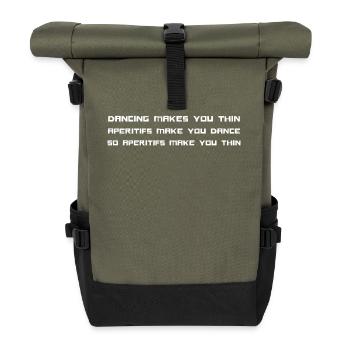 Blocky Glitch Text Tee - Roll Top Backpack - olive/black - Front