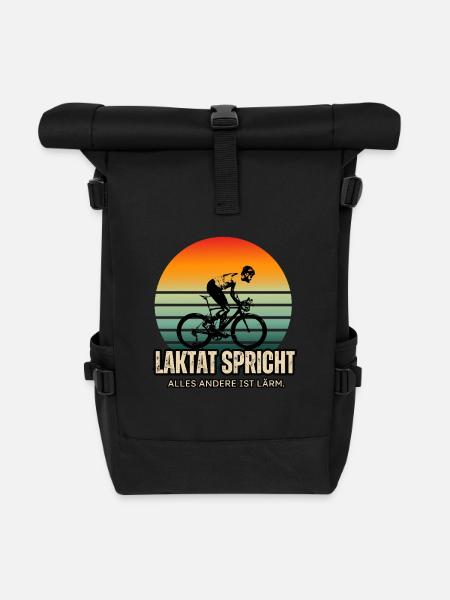 Rad Spruch - Laktat spricht, alles andere ist Lärm - Rolltop Rucksack - Schwarz