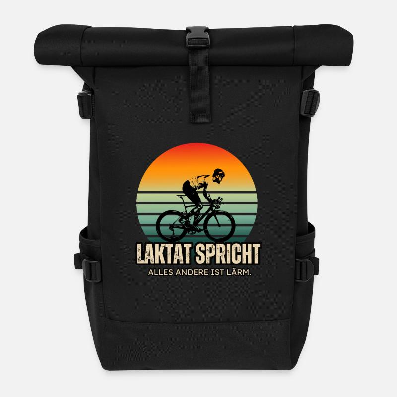 Rad Spruch - Laktat spricht, alles andere ist Lärm - Rolltop Rucksack - Schwarz