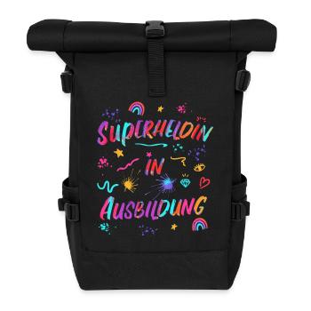 Superheldin in Ausbildung Glücksbringer Mut Kraft - Rolltop Rucksack - Schwarz - Vorne