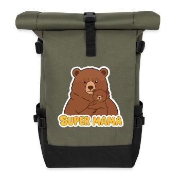 Super Mama Bear - Roll Top Backpack - olive/black - Front